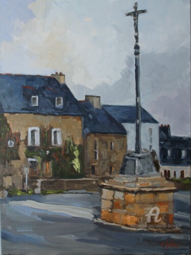 Brélévénez-Lannion, le calvaire et le café Les Valseuses